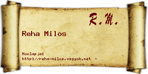 Reha Milos névjegykártya